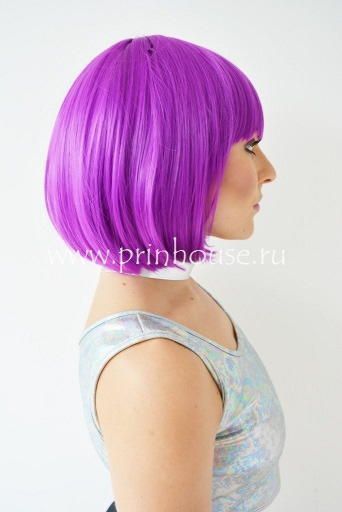 Фото Парик ярко-фиолетовое каре с челкой - магазин  "Домик Принцессы"