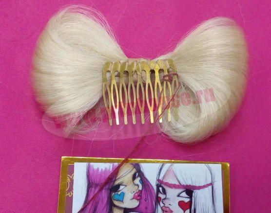 Фото Бант из волос на заколке "Леди Гага" цвет блонд №613 - магазин  "Домик Принцессы"