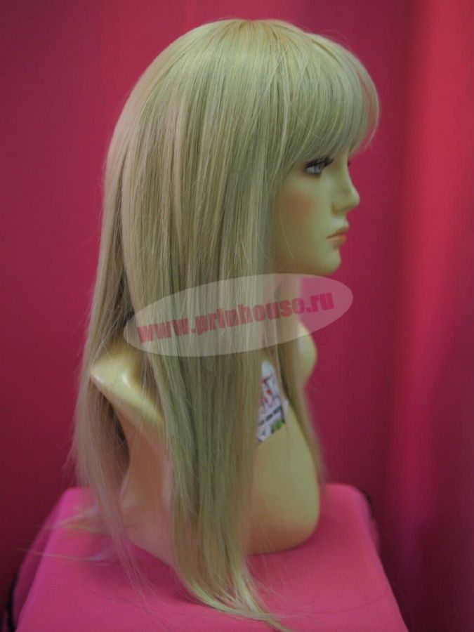 Фото Парик искусственный термо средней длины с челкой цвет 122 яркий блонд - магазин  "Домик Принцессы"