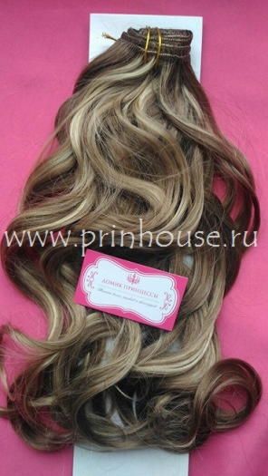 Фото Волосы на заколках искусственные локоны 45см цвет 12h26 мелирование - магазин  "Домик Принцессы"