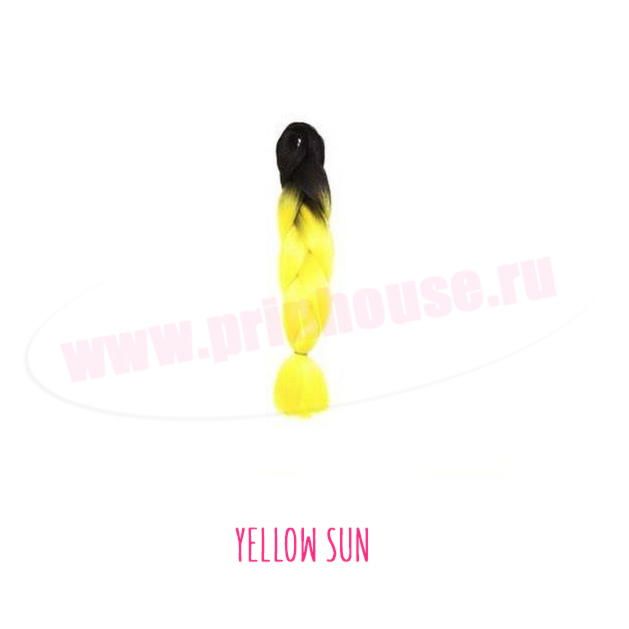 Фото Канекалон омбре 60см 100 грамм черный+желтый #YellowSun - магазин  "Домик Принцессы"