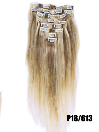 Фото Волосы на заколках натуральные люкс длина цвет №p18/613 - магазин  "Домик Принцессы"