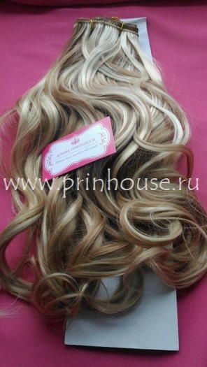 Фото Волосы на заколках искусственные локоны 45см цвет l19/613 блонд с мелированием - магазин  "Домик Принцессы"
