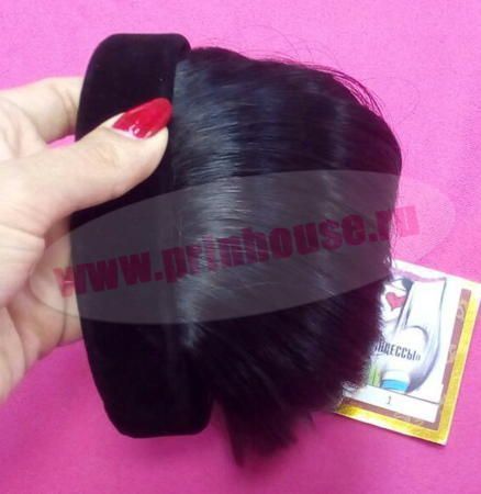 Фото Челка из искусственных волос на ободке цвет 1 - магазин  "Домик Принцессы"