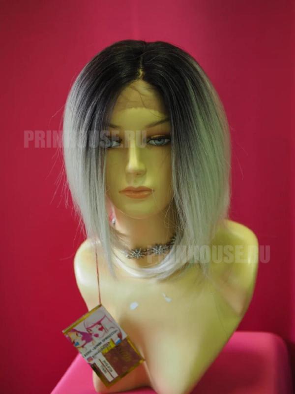 Фото Парик омбре искусственный без челки каре цвет черный+блонд - магазин  "Домик Принцессы"
