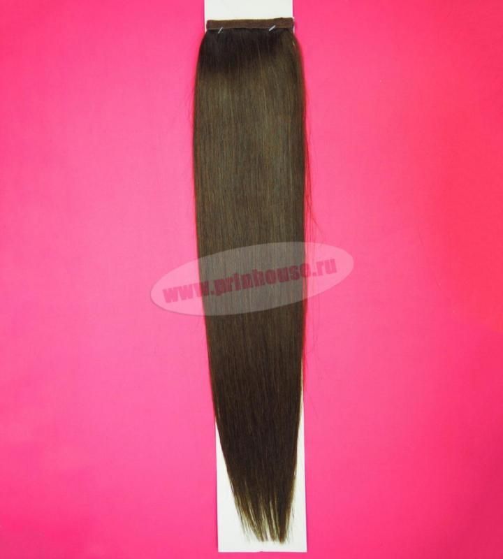 Фото Накладной хвост из натуральных волос на ленте 53cм цвет 2 темный шоколад - магазин  "Домик Принцессы"