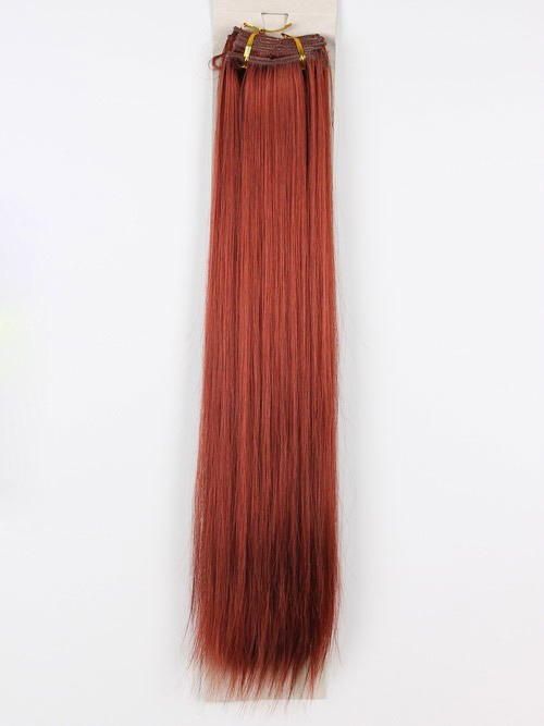 Фото Волосы на заколках искусственные 8 лент термо 137О ярко рыжий оттенок длина 45см - магазин  "Домик Принцессы"