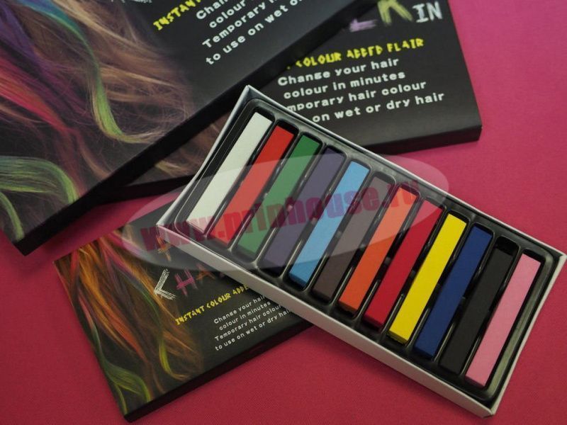 Фото Набор цветных мелков для временного окрашивания волос 12шт - магазин  "Домик Принцессы"