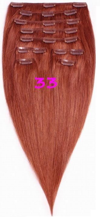 Фото Волосы на заколках натуральные Макси-комплект №33 цвет медно рыжий 180 грамм 50см - магазин  "Домик Принцессы"
