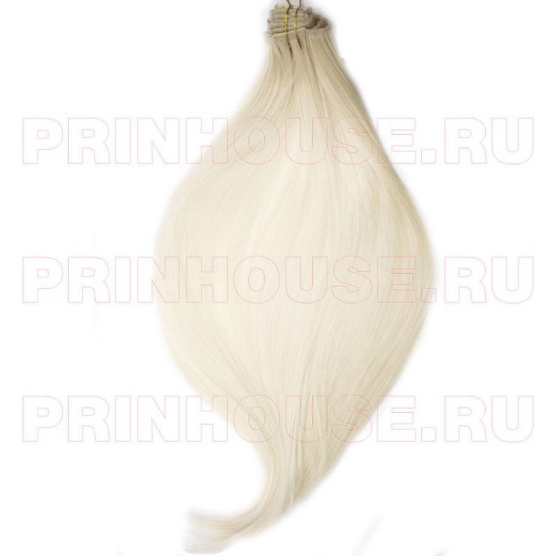 Фото Волосы на заколках искусственные 8 лент термо цвет 613 яркий блонд 45см - магазин  "Домик Принцессы"