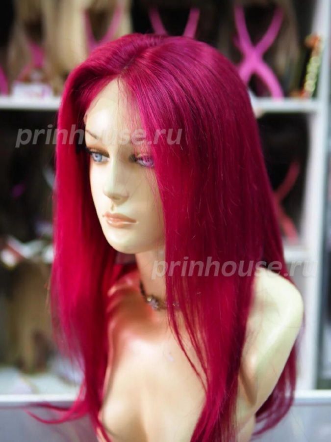 Фото Парик из натуральных волос на сетке цвет спелая вишня - магазин  "Домик Принцессы"