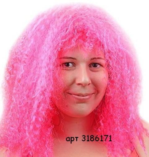 Фото Парик искусственный ярко розовый волнистый - магазин  "Домик Принцессы"
