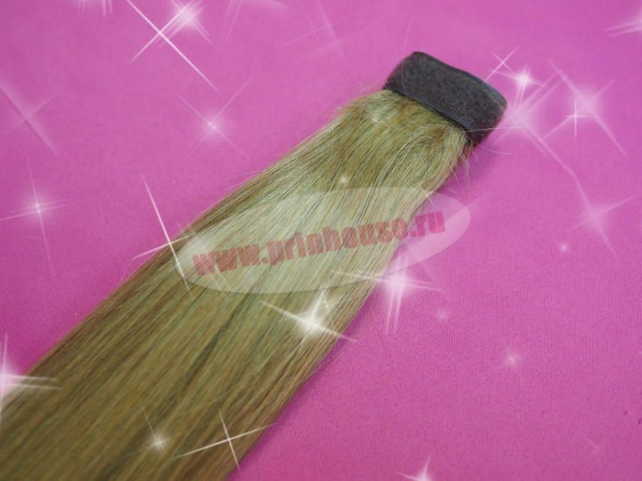 Фото Накладной хвост из натуральных волос на ленте 40cм цвет №16 - магазин  "Домик Принцессы"