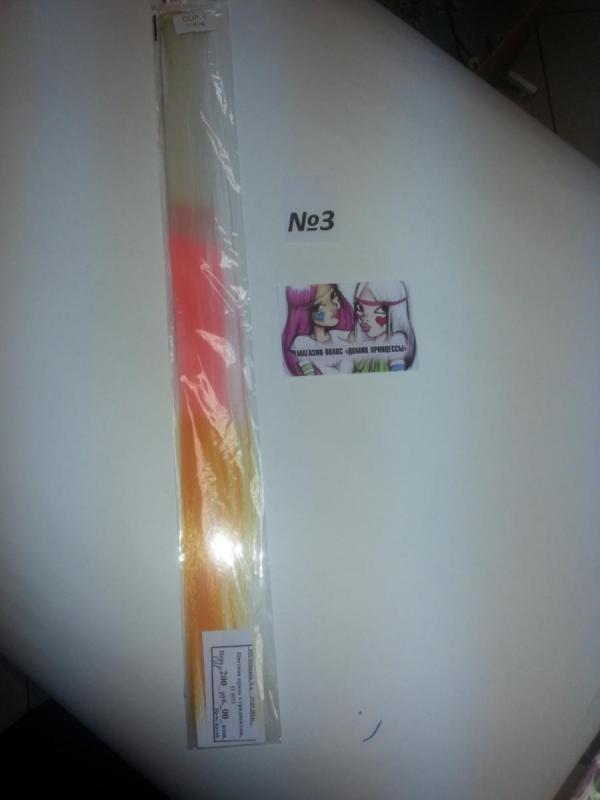 Фото Цветная прядь из искусственного термо волоса kanekalon прямой на клипсах омбре №3 - магазин  "Домик Принцессы"