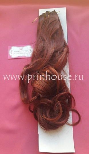 Фото Волосы на заколках искусственные локоны 45см цвет 130 медно-рыжий - магазин  "Домик Принцессы"