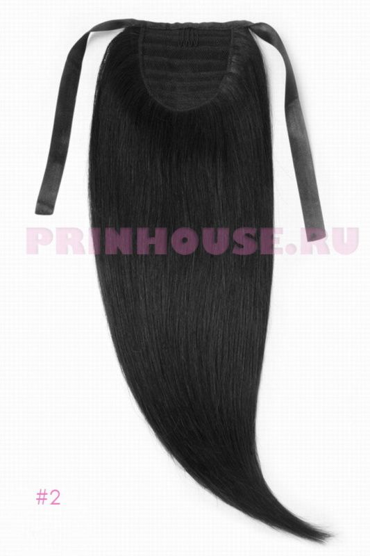 Фото Накладной хвост из натуральных волос на ленте 60cм цвет №2 натуральный черный - магазин  "Домик Принцессы"