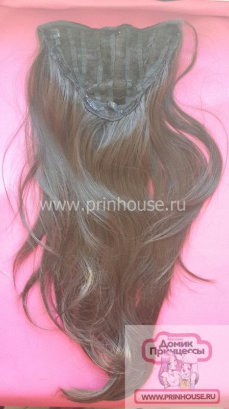 Фото Накладка из искусственных термо волос цвет 6 шоколад 60см легкий локон - магазин  "Домик Принцессы"