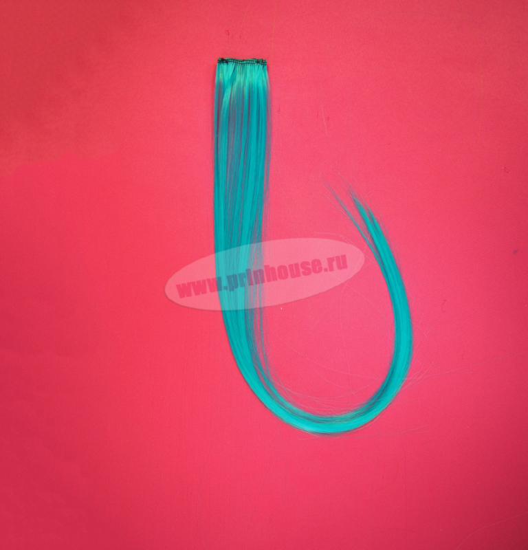Фото Цветная узкая прядь на заколке цвет голубой - магазин  "Домик Принцессы"