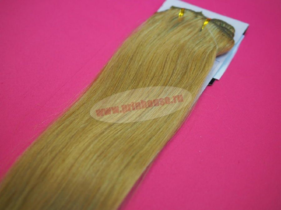 Фото Волосы на заколках натуральные люкс длина 50 см 70 грамм цвет #27 медный - магазин  "Домик Принцессы"