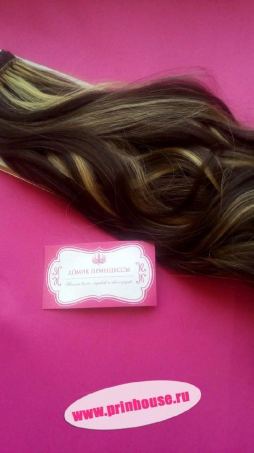 Фото Волосы искусственные канекалон термо на заколках 8 лент 65см локоны Цвет мелированный 6Н124 - магазин  "Домик Принцессы"