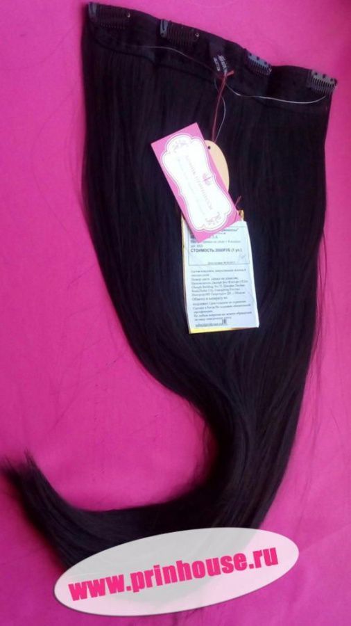 Фото Волосы прямые на леске искусственные цвет 2 натуральный черный - магазин  "Домик Принцессы"