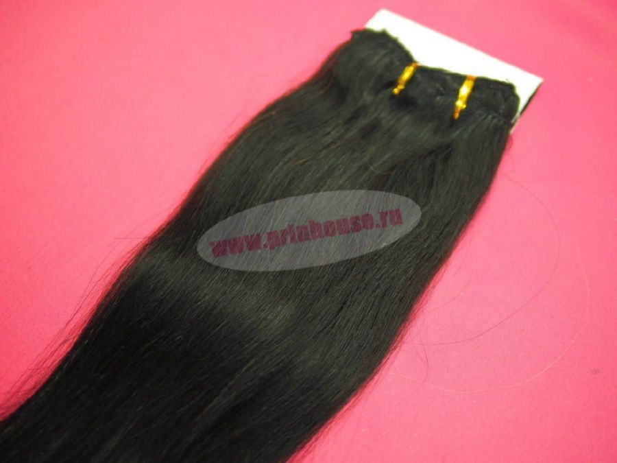 Фото Волосы на заколках натуральные люкс длина 50 см 70 грамм цвет #1B естественный черный - магазин  "Домик Принцессы"