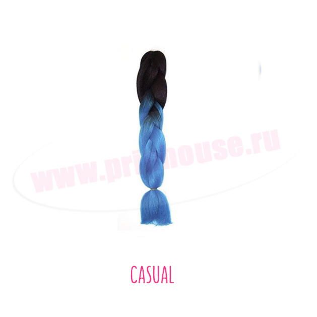 Фото Канекалон омбре 60см 100 грамм черный+синий #Casual - магазин  "Домик Принцессы"