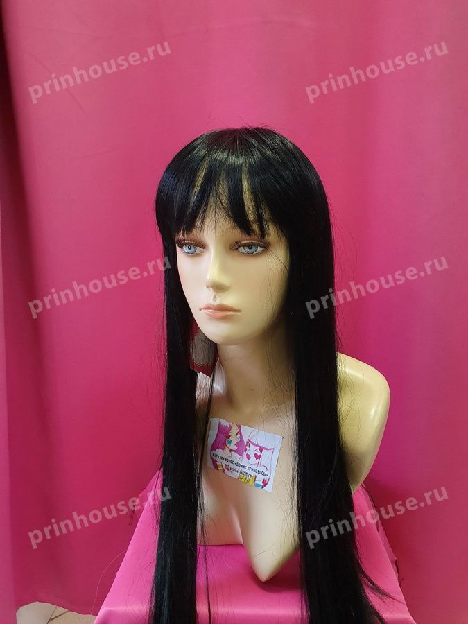 Фото Парик термо длинный с чёлкой цвет чёрный 1 - магазин  "Домик Принцессы"