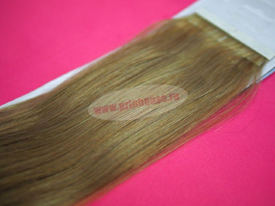 Фото Натуральные волосы для ленточного наращивания 5 стрипов по 30 см длина 55 см цвет 20 русый - магазин  "Домик Принцессы"
