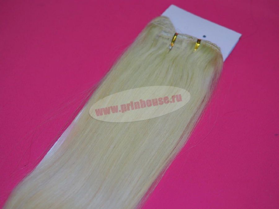 Фото Волосы на заколках натуральные люкс длина 50 см 70 грамм цвет #60 яркий блонд - магазин  "Домик Принцессы"