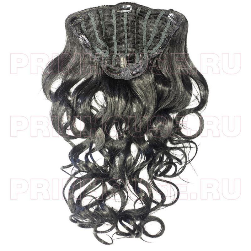 Фото Наклкадка из искусственных термо волос цвет 1 черный оттенок 60см локоны - магазин  "Домик Принцессы"