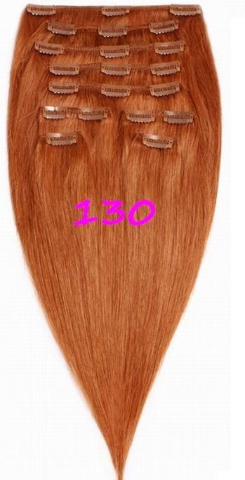 Фото Волосы на заколках натуральные Макси-комплект №130 цвет ярко рыжий 180 грамм 50см - магазин  "Домик Принцессы"