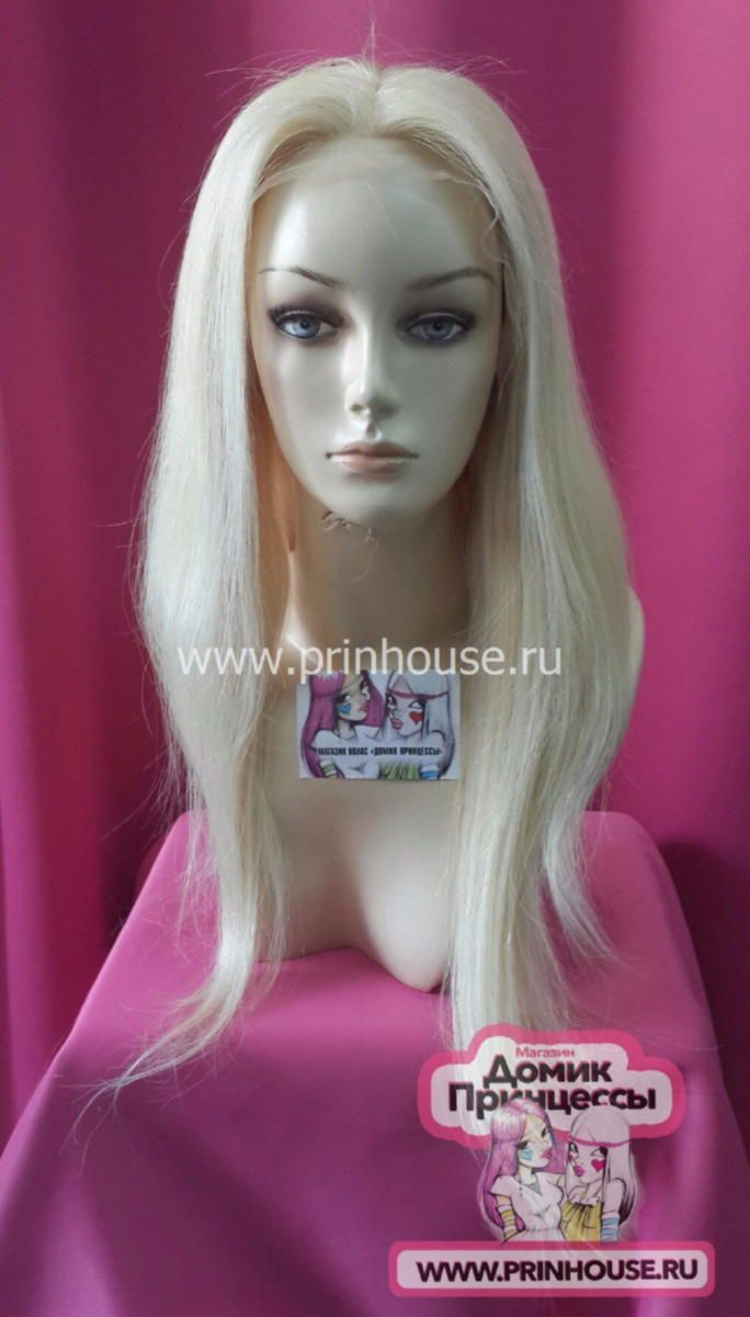Фото Парик натуральный на сетке пробор спереди яркий блонд длина 40-45см стрижка каскад - магазин  "Домик Принцессы"