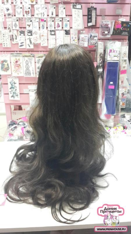 Фото Парик из искусственных волос длинный в локонах с челкой цвет # 6 - магазин  "Домик Принцессы"