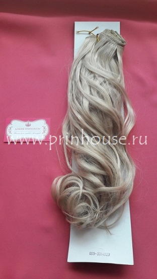 Фото Волосы на заколках искусственные локоны 45см цвет 24 блондинка - магазин  "Домик Принцессы"