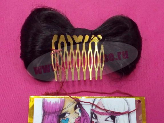 Фото Бант из волос на заколке "Леди Гага" цвет черный №2 - магазин  "Домик Принцессы"