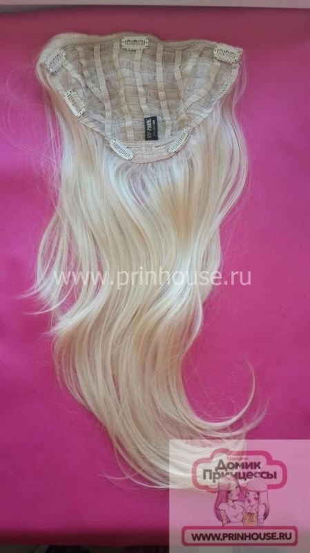 Фото Накладка из искусственных термо волос цвет 613 блонд 60см легкий локон - магазин  "Домик Принцессы"