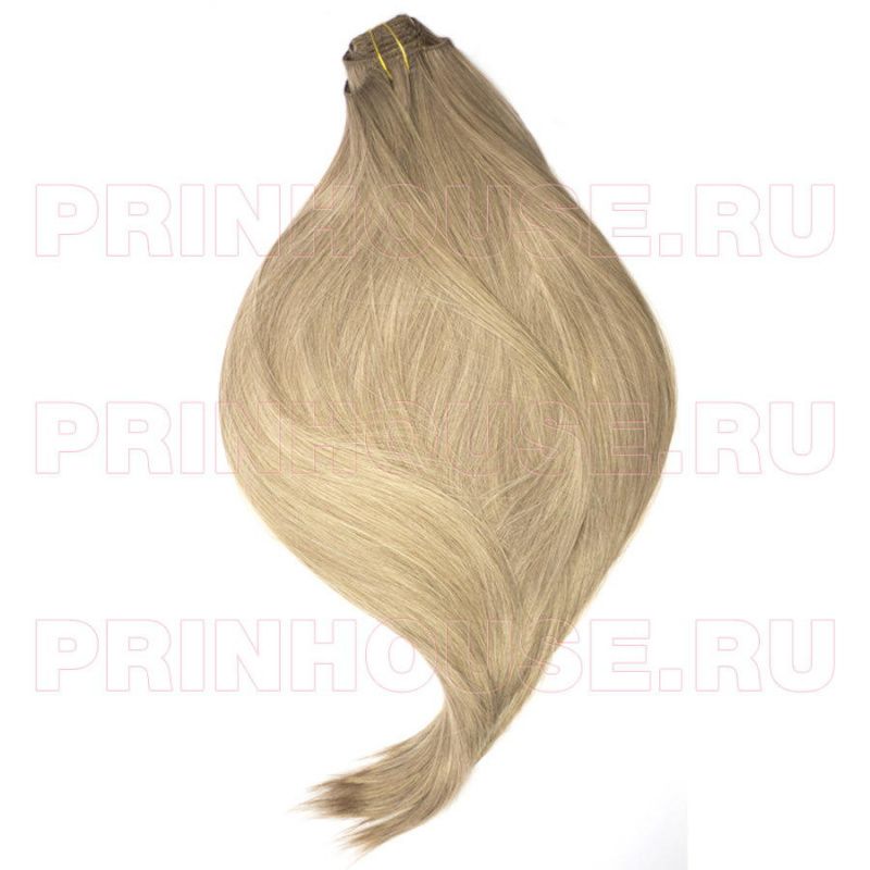 Фото Волосы на заколках искусственные 8 лент термо цвет 14 русый длина 60см - магазин  "Домик Принцессы"
