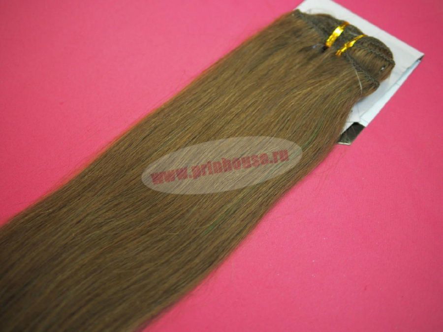 Фото Волосы на заколках натуральные люкс длина 50 см 70 грамм цвет #8 светлый шоколад - магазин  "Домик Принцессы"