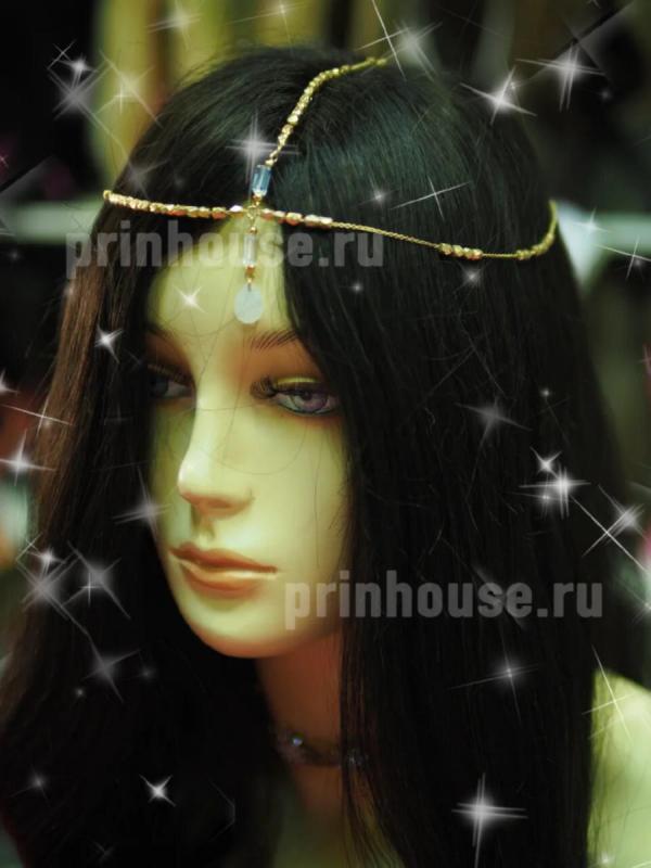 Фото Тика украшение-цепочка на голову белый камень мечты - магазин  "Домик Принцессы"