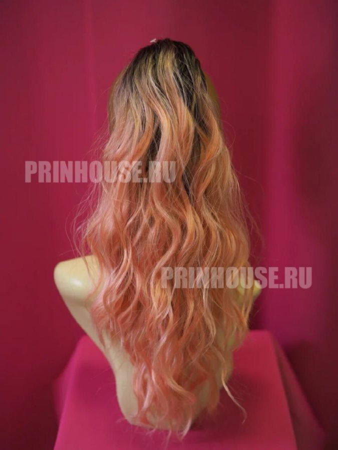 Фото Хвост на крабе из искусственных волос омбре черный+розовый - магазин  "Домик Принцессы"