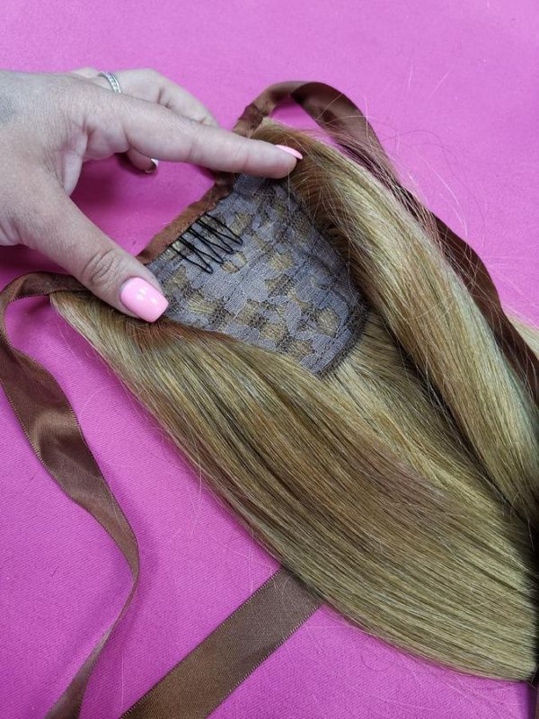 Фото Накладной хвост из натуральных волос на ленте 50cм цвет 16 - магазин  "Домик Принцессы"