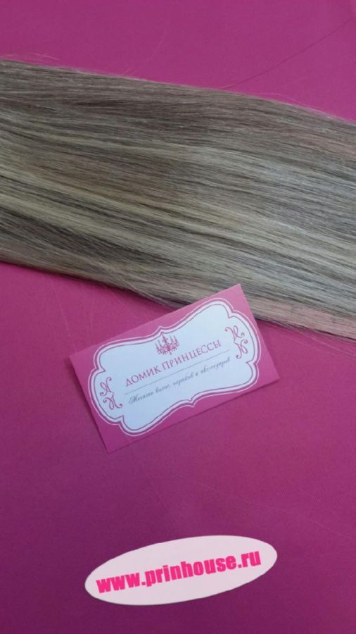 Фото Натуральные волосы на заколках люкс 60см 120 грамм цвет Р18/613 смешанный мелированный блонд - магазин  "Домик Принцессы"