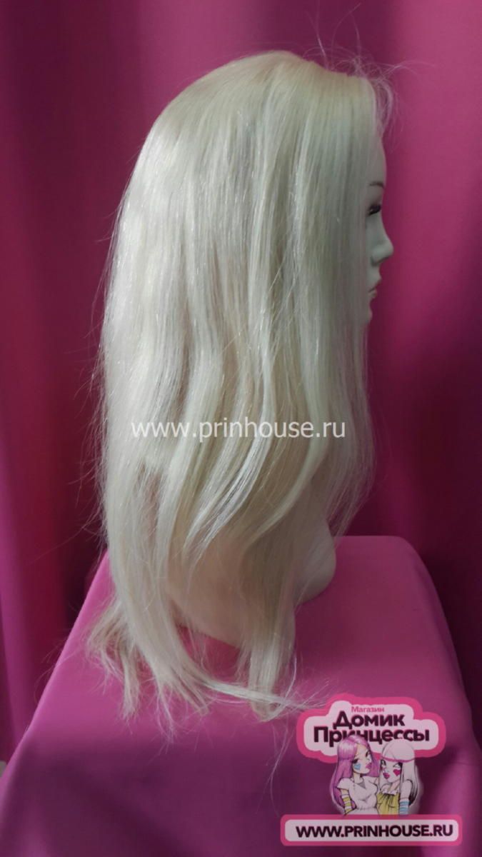 Фото Парик натуральный на сетке пробор спереди яркий блонд длина 40-45см стрижка каскад - магазин  "Домик Принцессы"