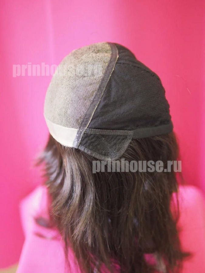 Фото Натуральный парик из славянских волос каскад средней длины с челкой цвет темный шоколад - магазин  "Домик Принцессы"