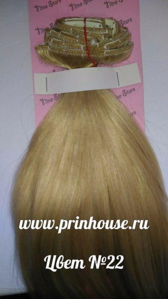 Фото Волосы на заколках натуральные люкс цвет №22 натуральный блонд - магазин  "Домик Принцессы"