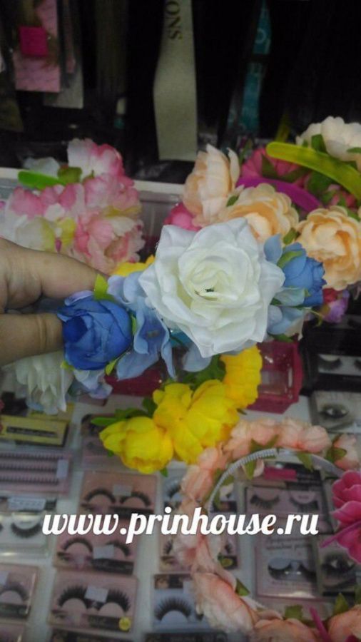Фото Ободок белые и синие розы - магазин  "Домик Принцессы"