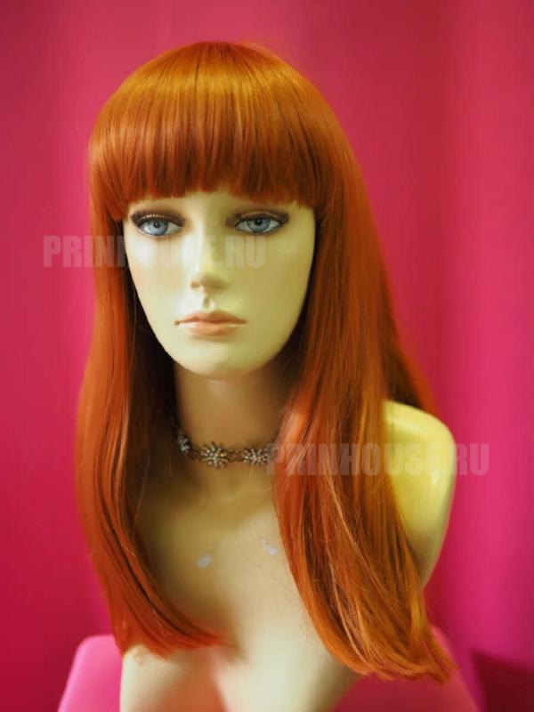 Фото Парик искусственный каре с челкой цвет ярко-рыжий - магазин  "Домик Принцессы"