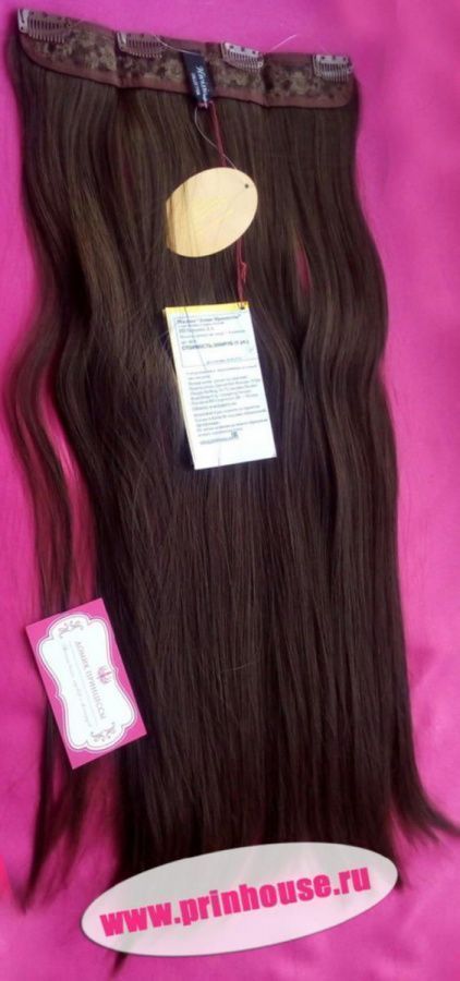 Фото Волосы прямые на леске искусственные цвет #8 шоколад - магазин  "Домик Принцессы"