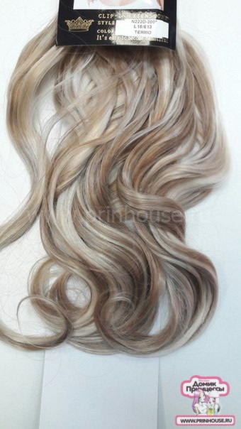 Фото Волосы искусственные канекалон термо на заколках 8 лент 50см локоны Цвет L15/613 - магазин  "Домик Принцессы"